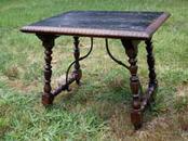 Marble Top Table with Iron Stretcher